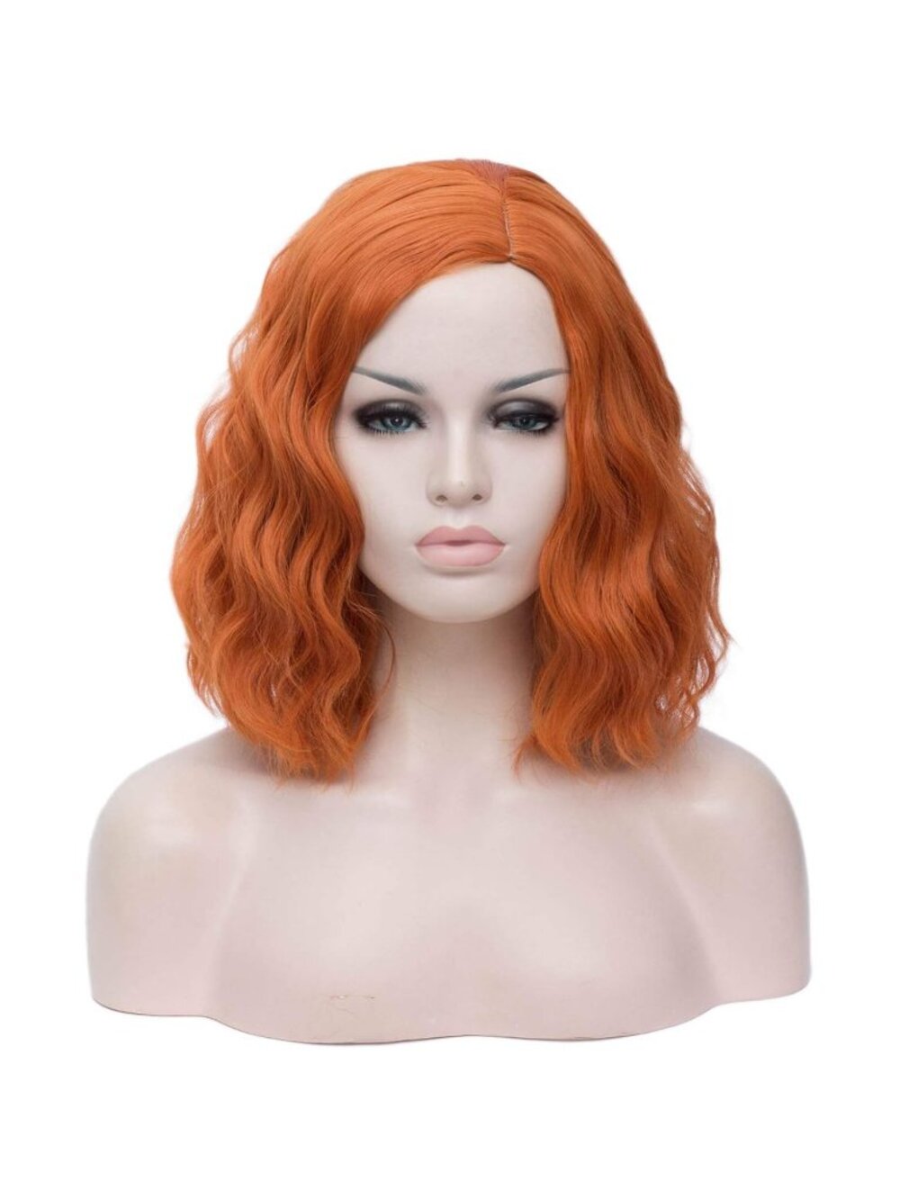 Women's Dark Orange Wavy Curly Bob Heat Resistant Cosplay Halloween Party Wig